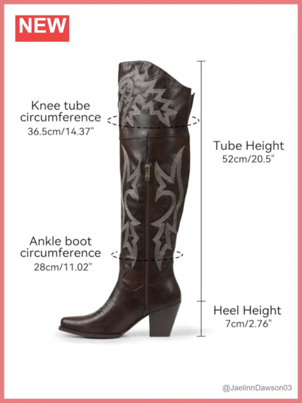 Over the Knee Cowboy Boots, Pointed Toe, Block Heel, Faux Leather